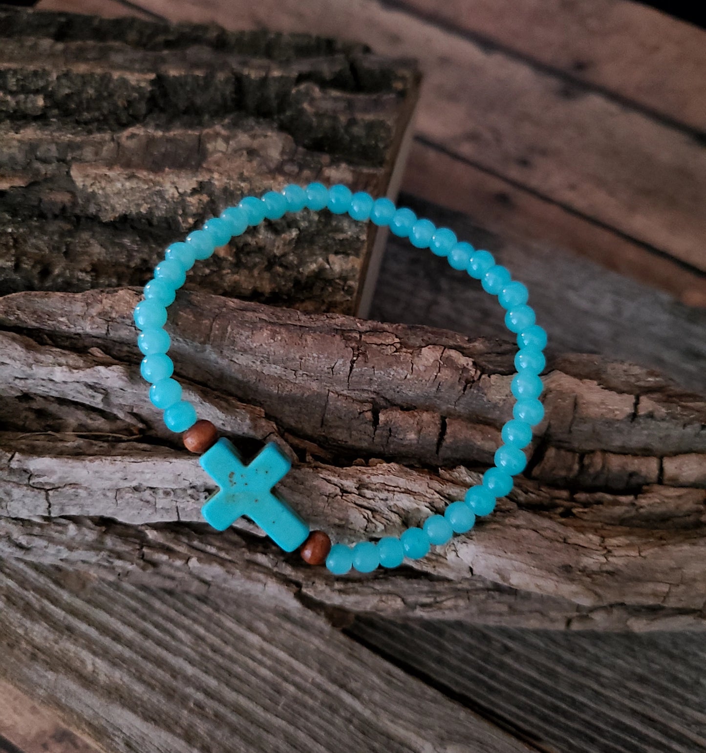 Howlite Aqua Cross Bracelet