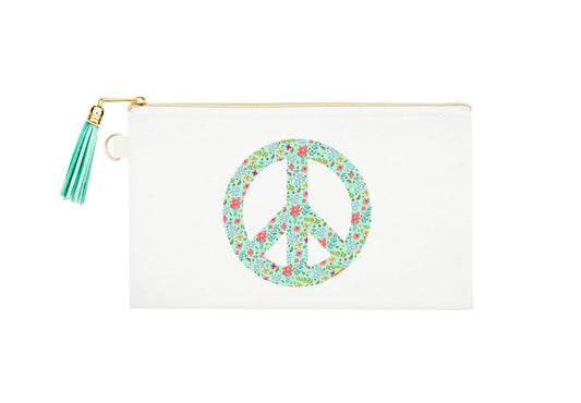 Flower Peace Sign Zipper Bag
