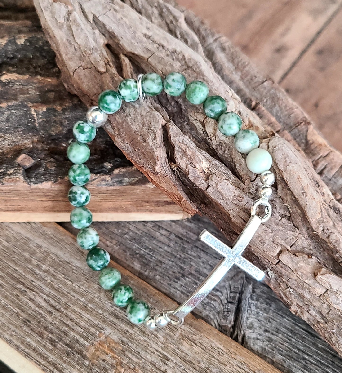 Curved Cross Beaded Bracelet