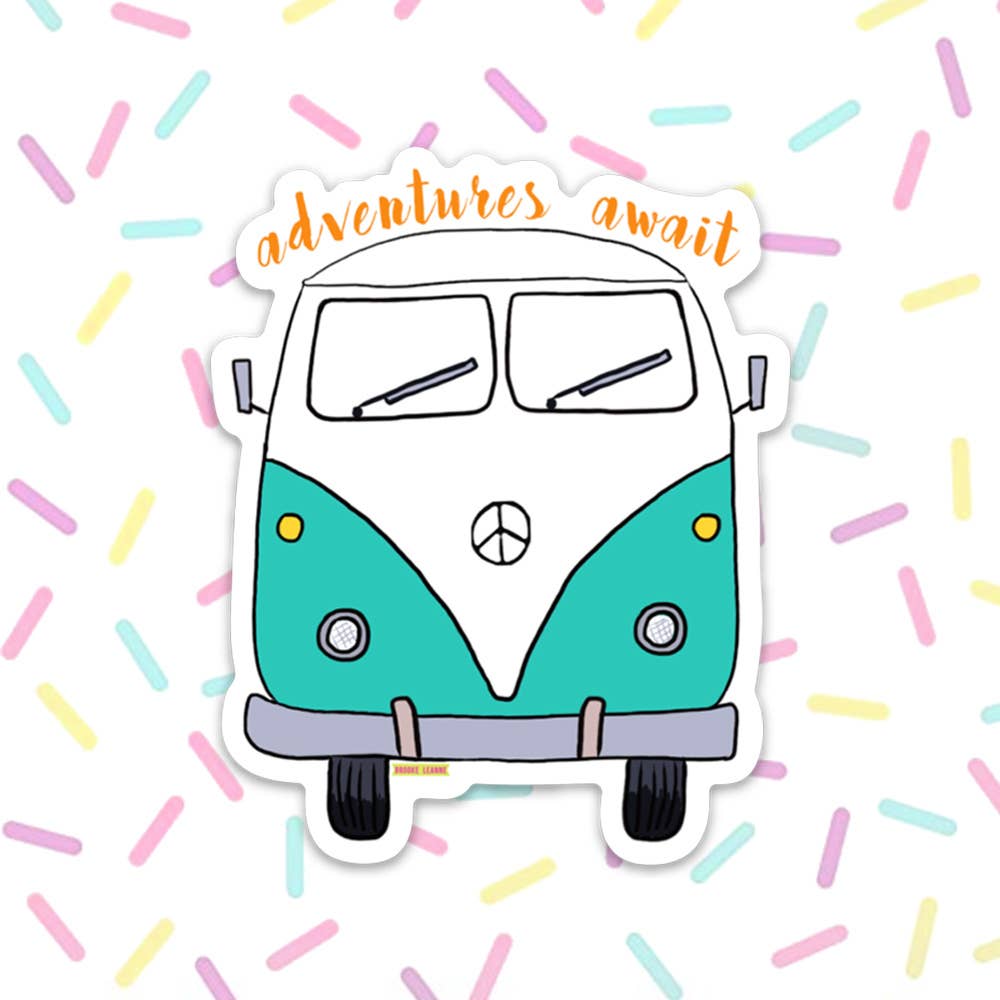 Adventures Await Bus Vinyl Sticker